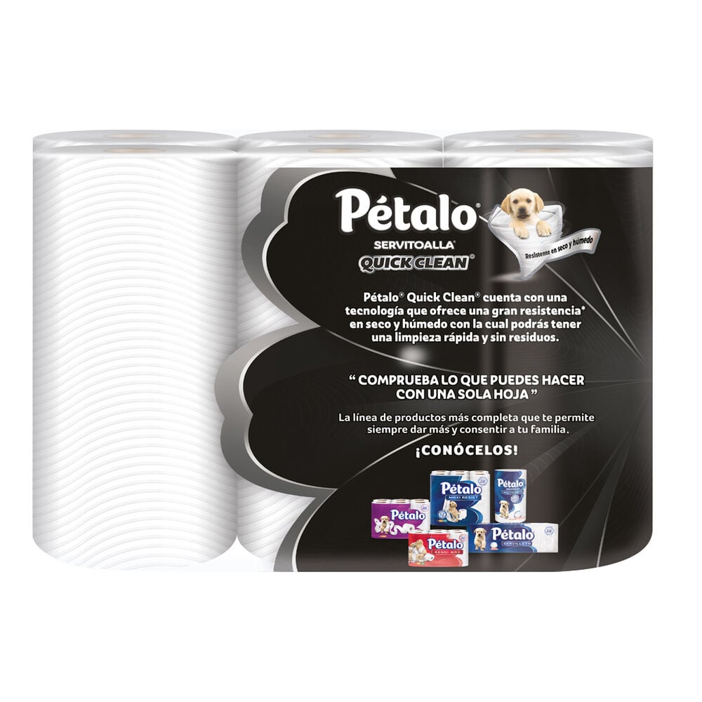 Toallas de cocina P&eacute;talo Quick Clean 6 Rollos 156 hojas image number 2
