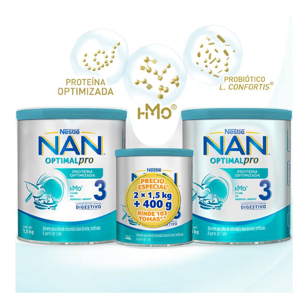 F&oacute;rmula Infantil Etapa 3 Nan 2/1.5 kg + 400gGratis image number 4