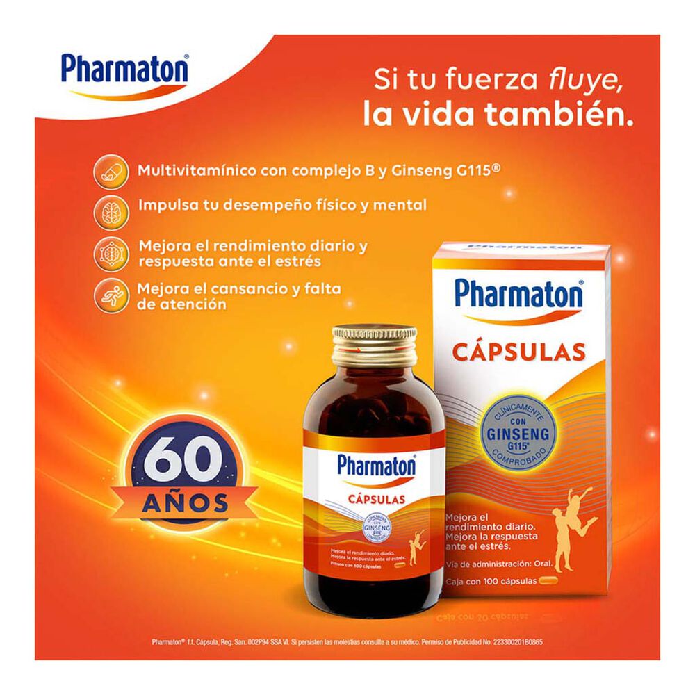 Multivitaminico Pharmaton 100 cápsulas de 40 mg image number 4