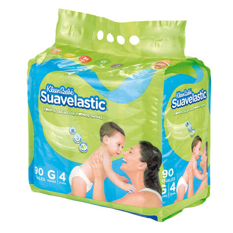 Pa&ntilde;al Grande KleenBeb&eacute; Suavelastic 90 pzas