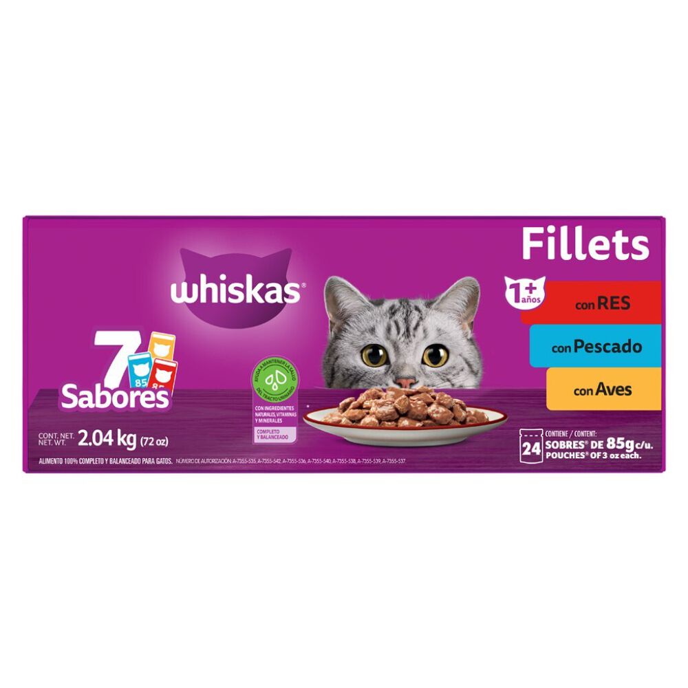 Alimento H&uacute;medo para Gato Pouch Whiskas 24/85 g image number 1