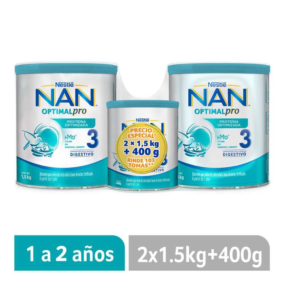 F&oacute;rmula Infantil Etapa 3 Nan 2/1.5 kg + 400gGratis image number 1