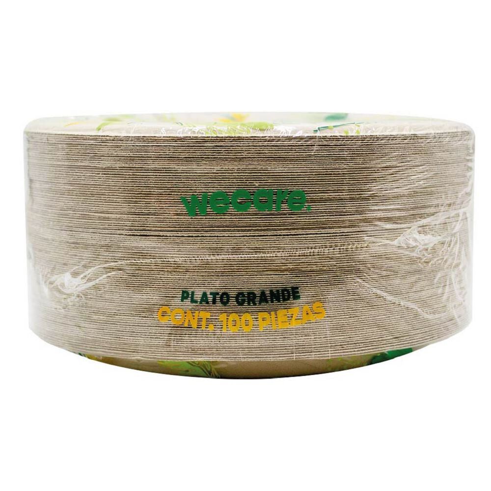 Plato Liso Grande Compostable WeCare 100 Piezas image number 2