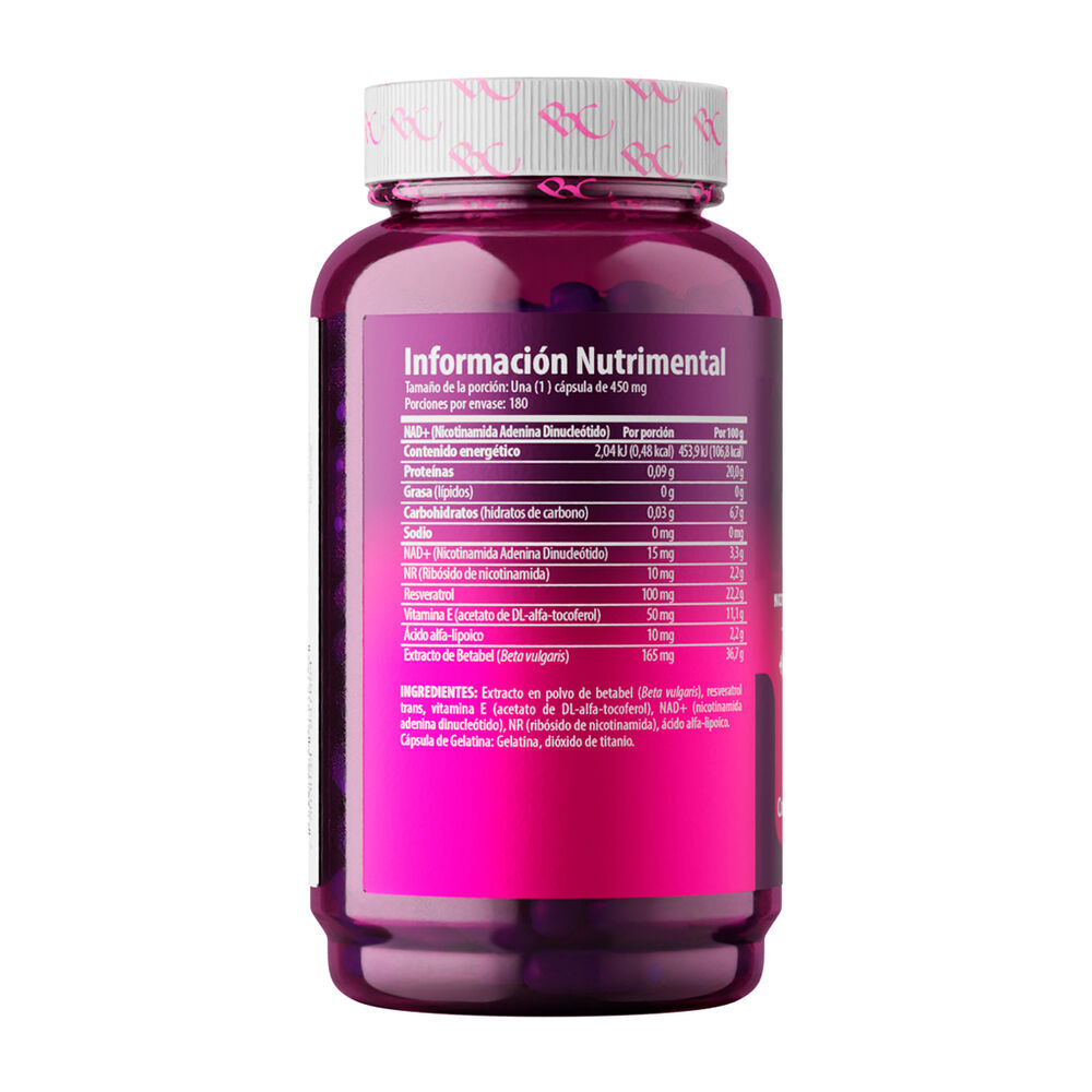 NAD + Resveratrol y Vitamina E 180 C&aacute;psulas Belacaps image number 1
