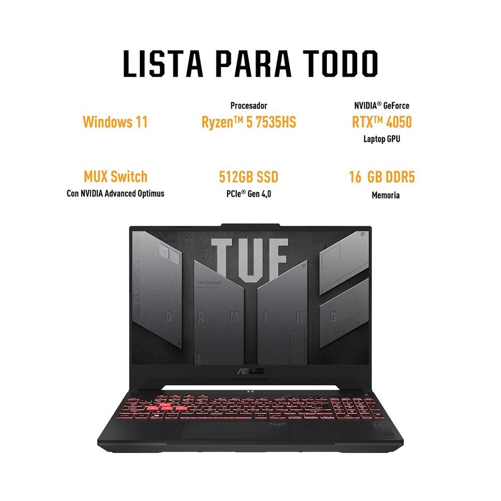 Laptop Asus TUF Gaming 15.6 R5 R5-7535HS 16GB 512GB image number 1