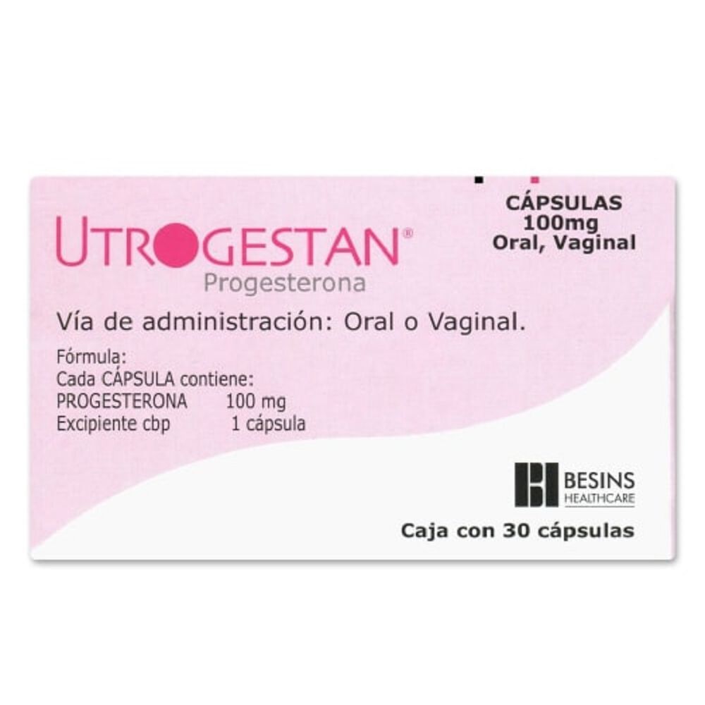 Utrogestan 100 mg Oral o Vaginal 30 Cápsulas image number 0