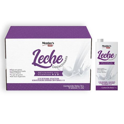 Leche UHT Deslactosada Member's Choice 12/1 L