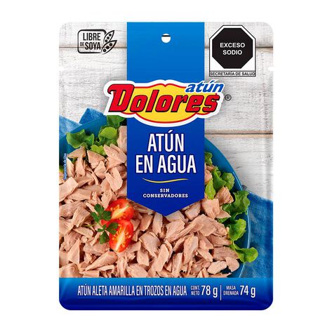 At&uacute;n en agua Pouch Dolores 6/78 g