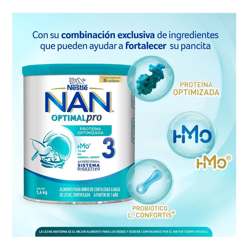 F&oacute;rmula Infantil NAN 3 Optimal Pro 2/1.6 Kg image number 7