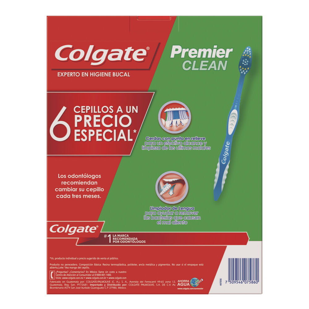 Cepillo Dental Premier Clean Colgate   6 pzas image number 1