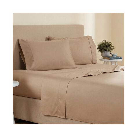 Juego de sabanas microfibra caf&eacute; claro queen Relax Home