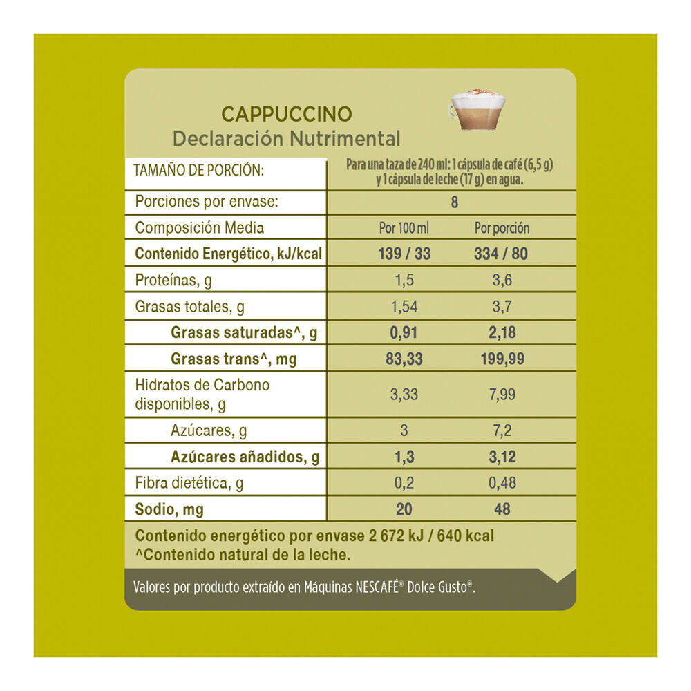 C&aacute;psulas para Caf&eacute; Cappuccino Nescaf&eacute; Dolce Gusto 48 pzas image number 3