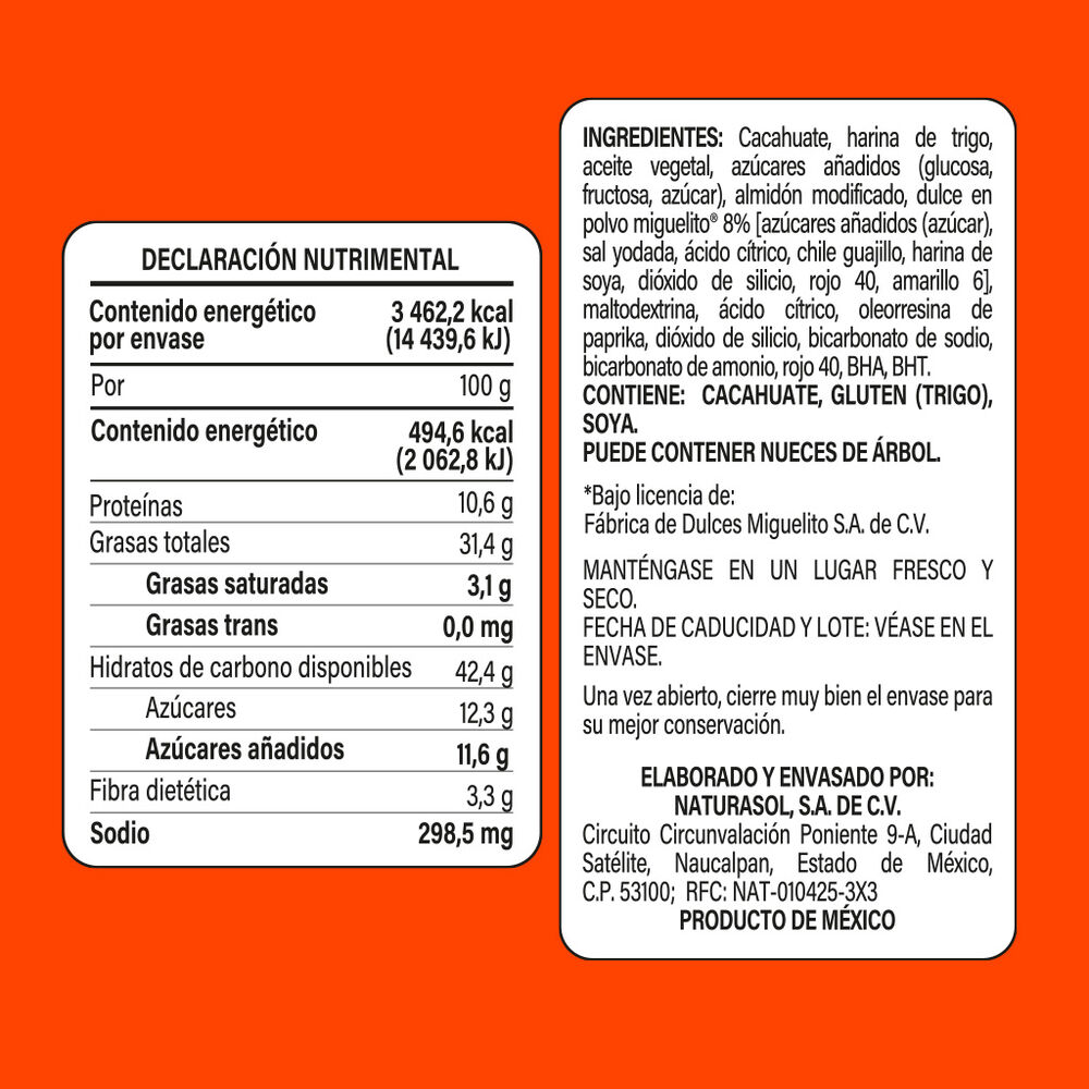 Cacahuate Japon&eacute;s Sabor Miguelito Naturasol 700 g image number 2