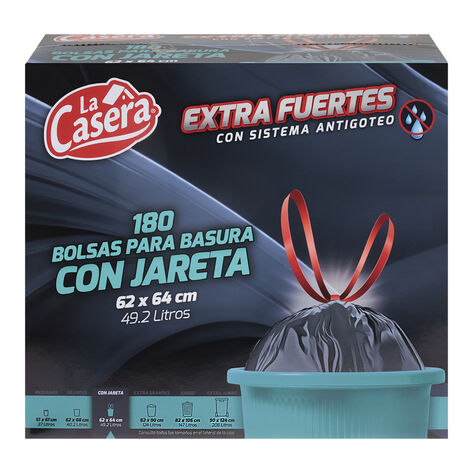 Bolsas para Basura con Jareta La Casera 180 pzas / 49.2 L