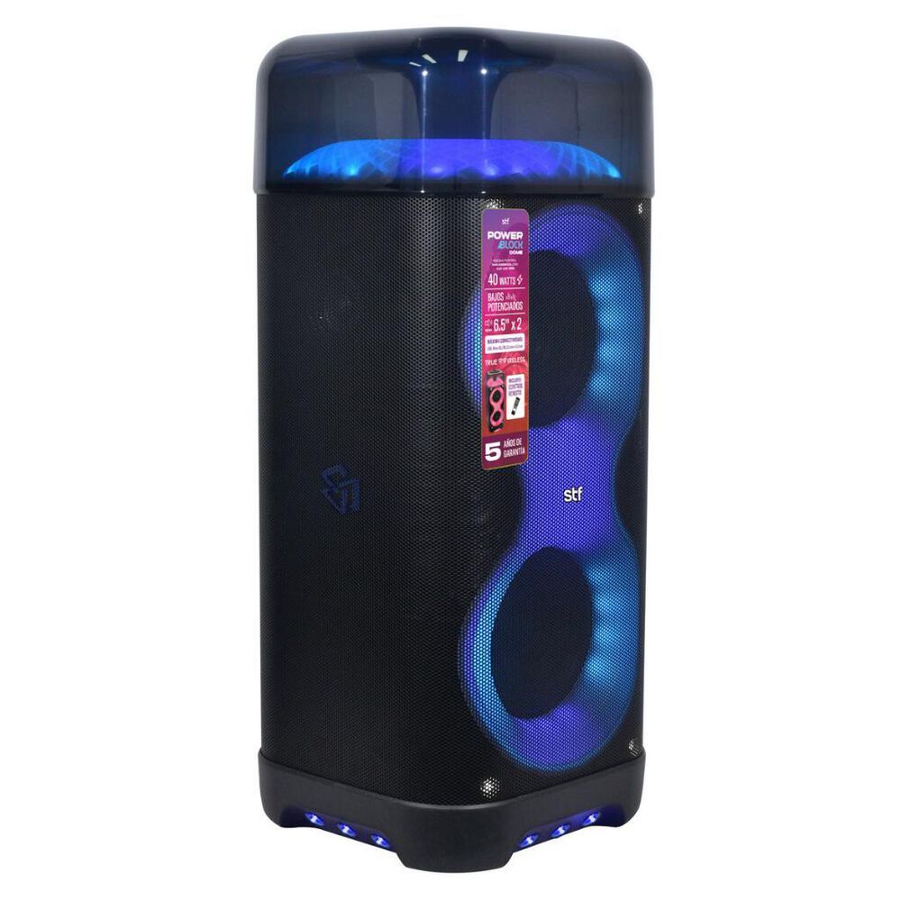 Bocina Inal&aacute;mbrica Port&aacute;til  STF Power Block Dome con Luz Led  RGB image number 1
