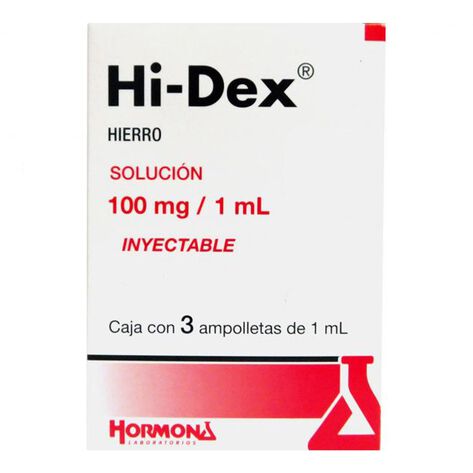 Hi-Dex 100 mg/1 ml Soluci&oacute;n Inyectable 3 Ampolletas De 1 ml