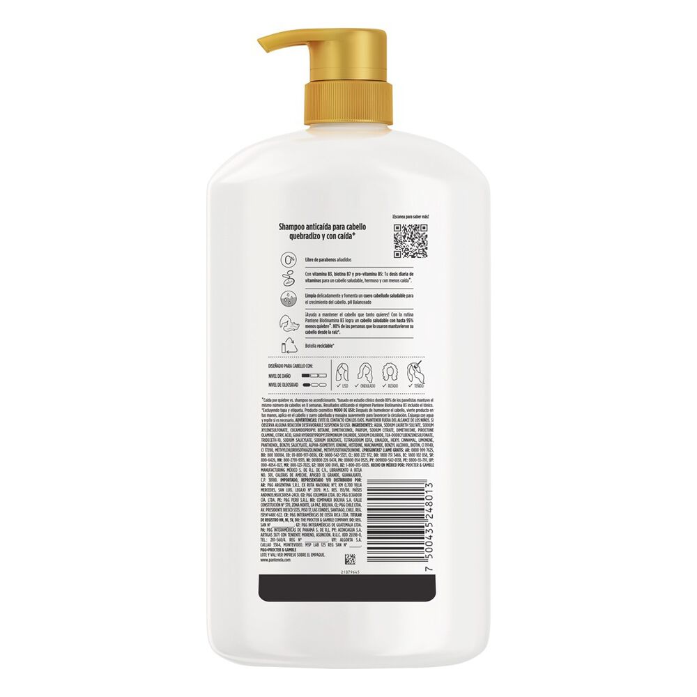 Shampoo Biotinamina B3 Pantene 950 ml image number 1