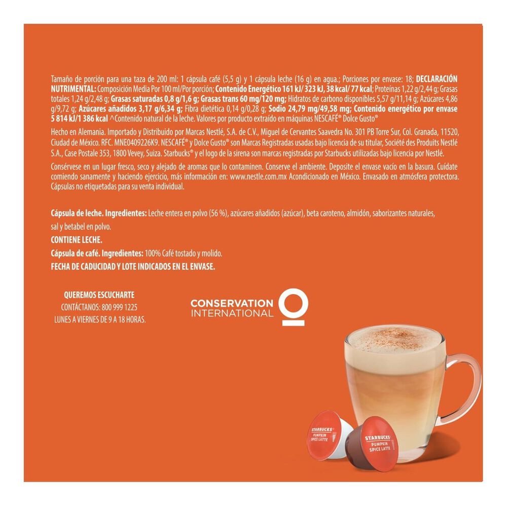 C&aacute;psulas Pumpkin Spice Starbucks 1/36 pzs image number 3