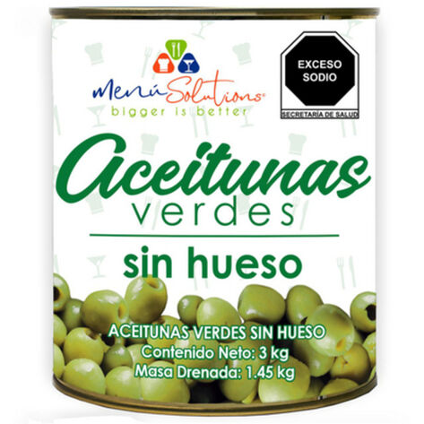 Aceituna Verde sin Hueso Men&uacute; Solutions 3 Kg