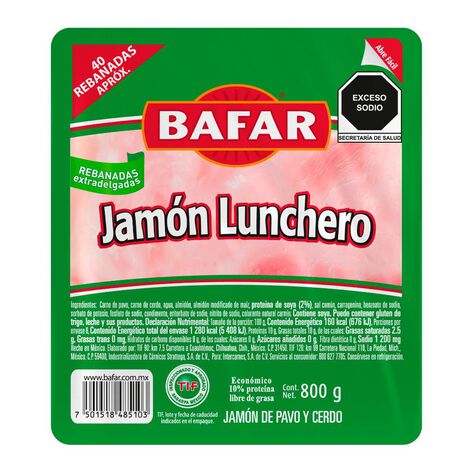 Jam&oacute;n Lonchero Bafar 800 gr