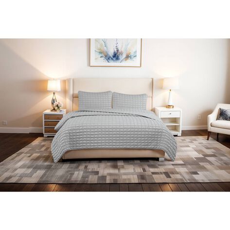 Quilt Cuadros King Gris Member&acute;s Choice
