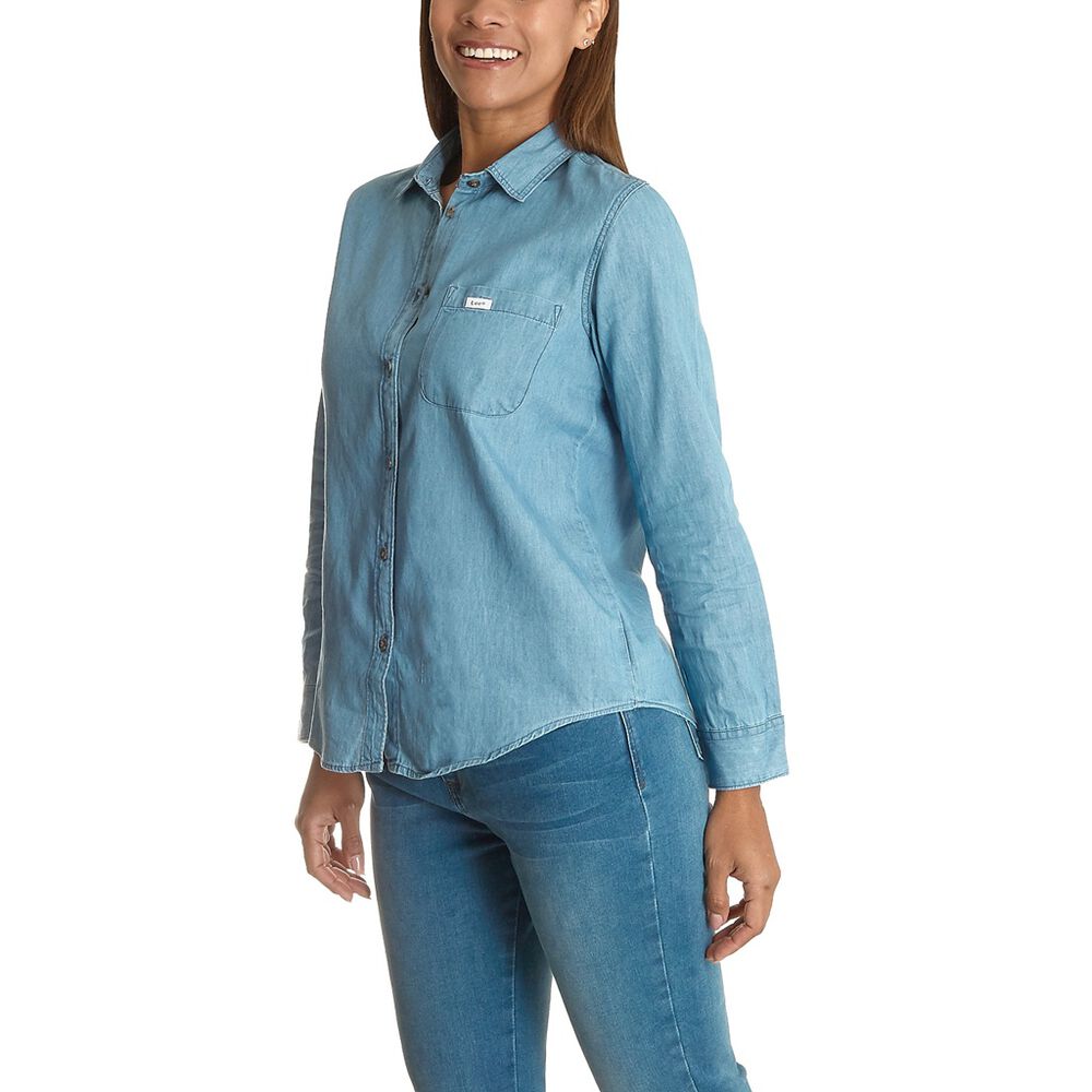 Camisa de mezclilla azul talla CH Lee image number 2