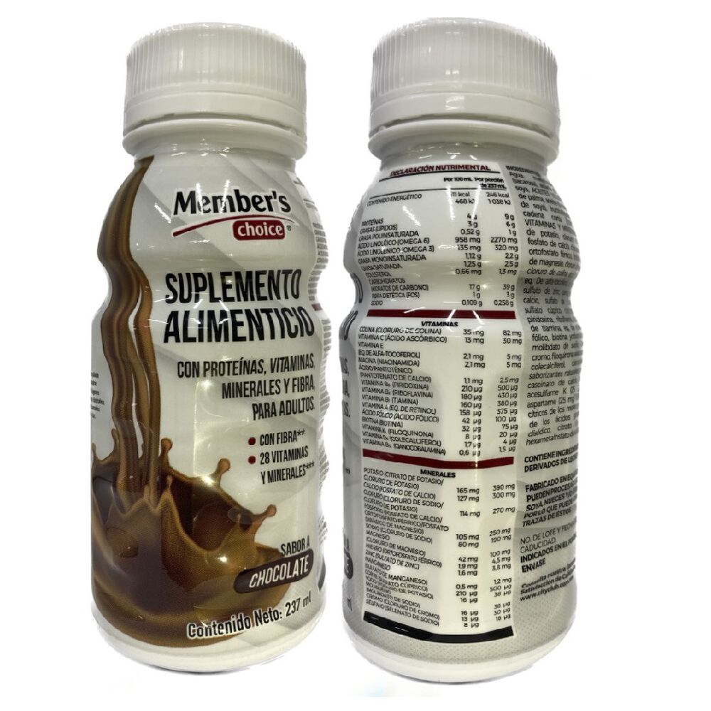 Suplemento Alimenticio Member&acute;s Choice Sabor Chocolate 16 pzas de 237 ml c/u image number 1