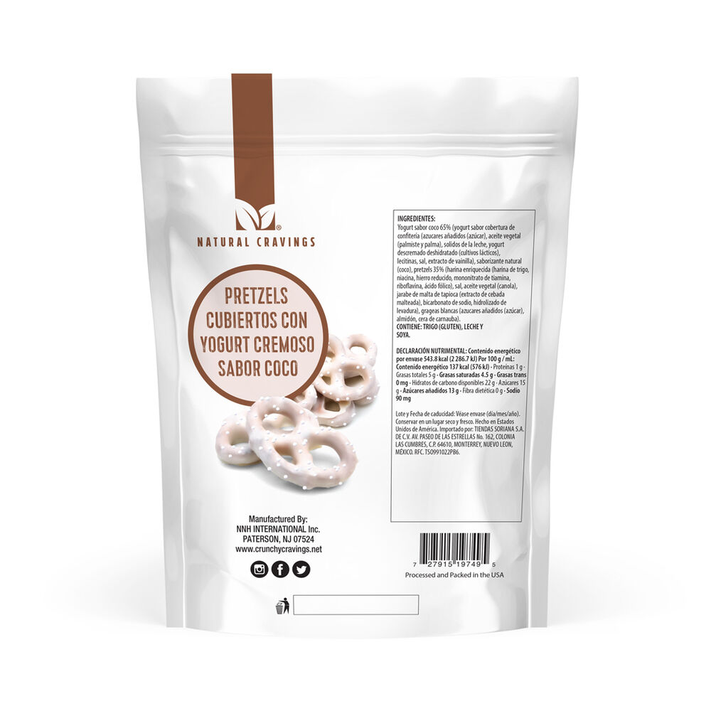 Pretzels con Cobertura Sabor Yogurt Coco  397g image number 1