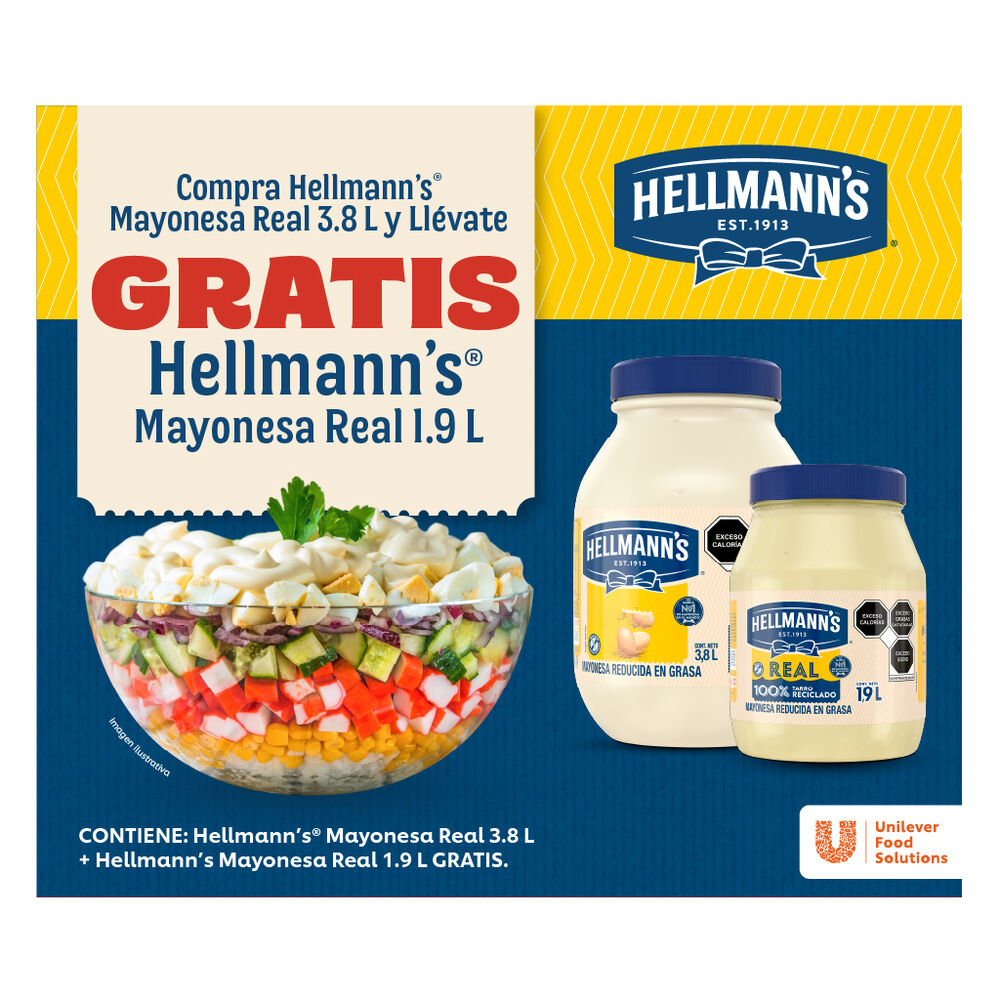 Mayonesa Real Hellmann's 3.8 L + 1.9 L image number 2
