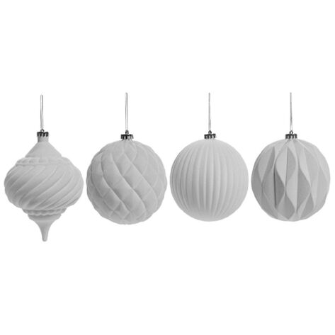 Set 4 Ornamentos de Terciopelo Blanco M.CH.
