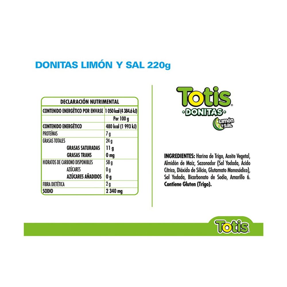 Botana Donitas Sal y Lim&oacute;n Totis 220 g image number 2