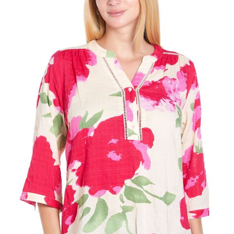 Blusa Manga 3/4 Tipo Boho Talla EG Multicolor Ann Miller