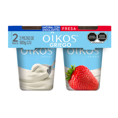 Yogurt Griego Natural + Fresa Oikos 2/900 g