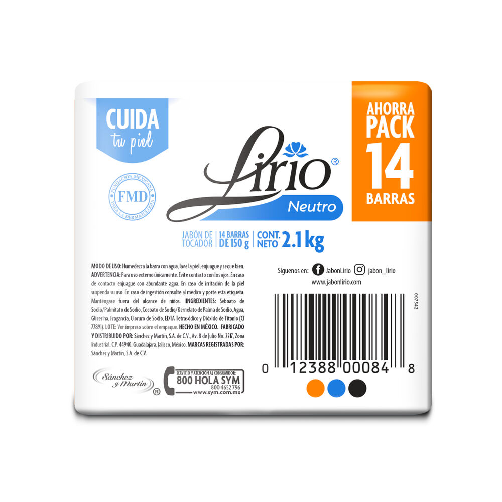 Jab&oacute;n Neutro Lirio 14/150 g image number 1