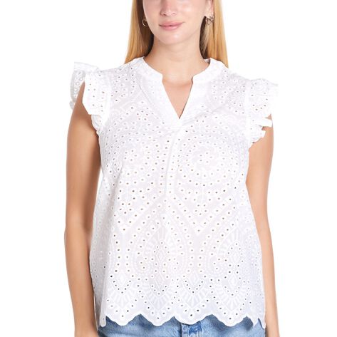 Blusa Tipo Croch&eacute; Blanco talla EG Ann Miller