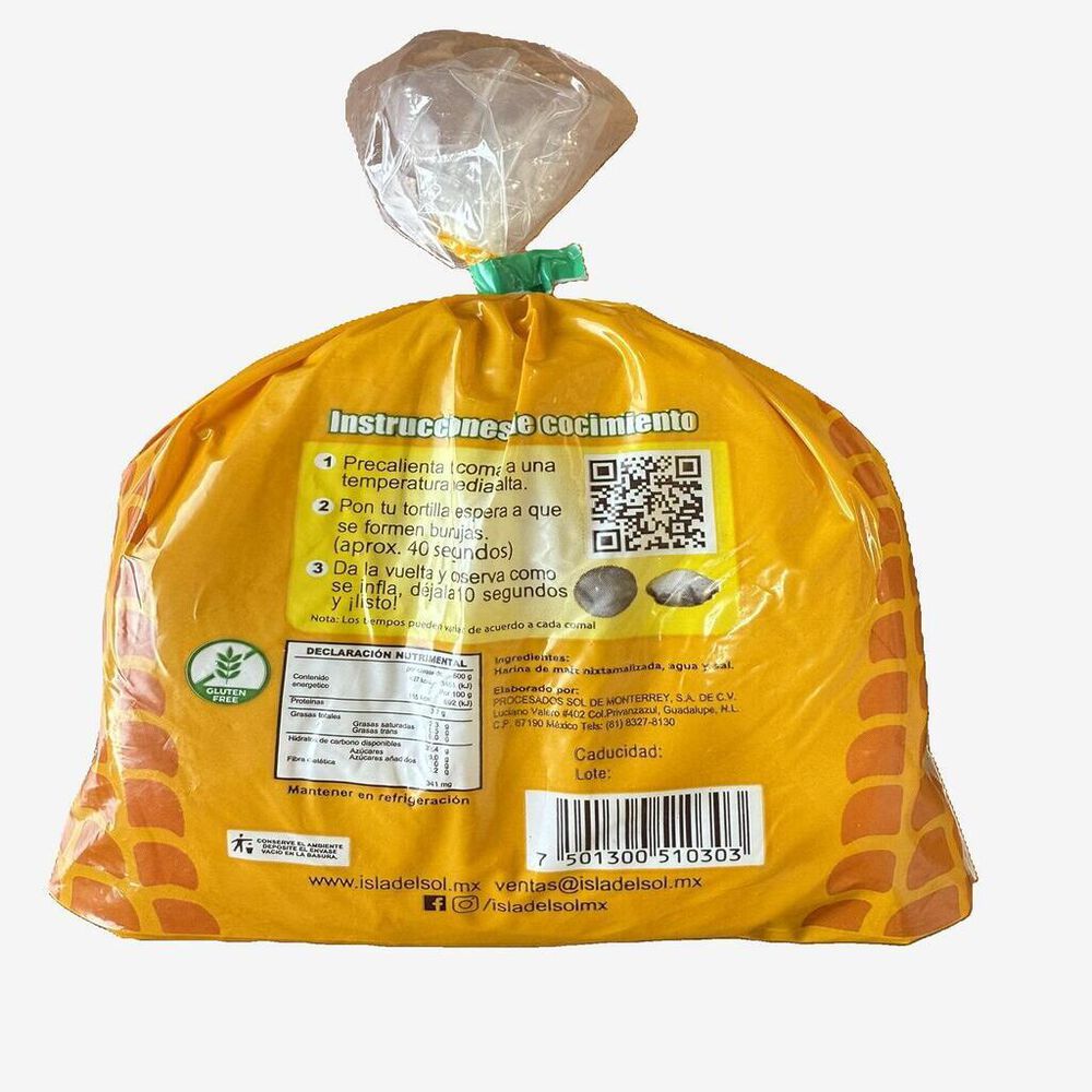 Tortillas de Ma&iacute;z Crudas Isla del Sol 1 Kg image number 1