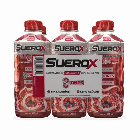 Suero Oral 8 Iones Sabor Frutos Rojos Suerox 6/630 ml
