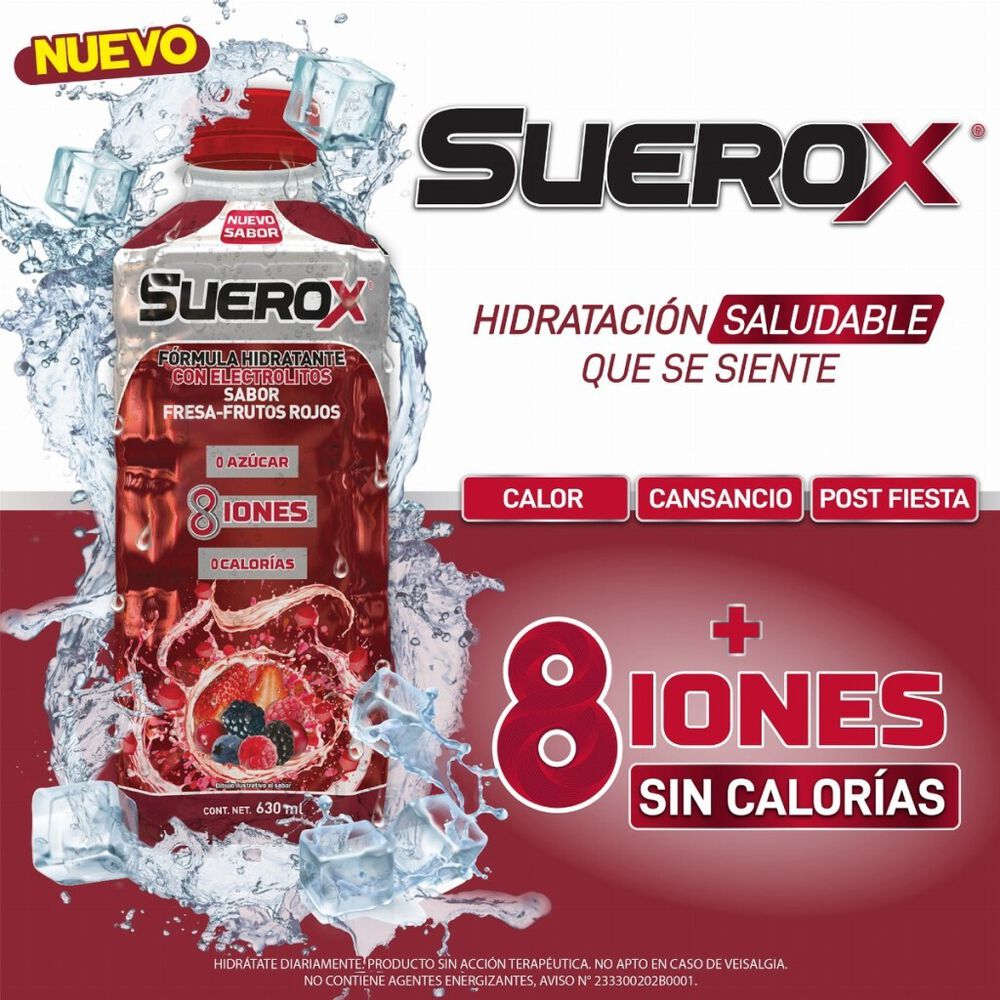 Suero Oral 8 Iones Sabor Frutos Rojos Suerox 6/630 ml image number 3