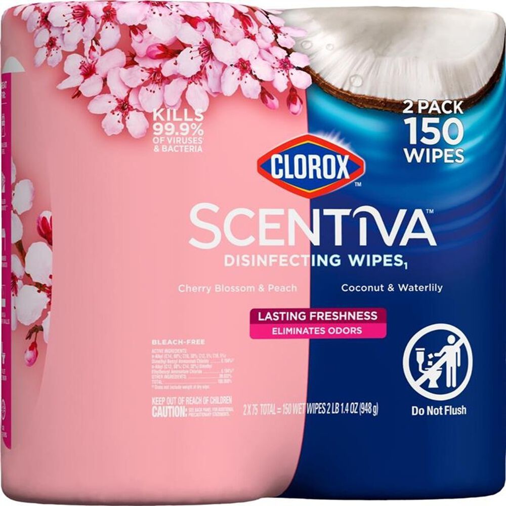 Toallitas Desinfectantes Cherry Blossom Peach Coconut Scentiva 2/75 Pzas image number 1