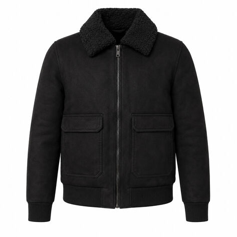 Chamarra de Borrega Dama Negro talla EG American College