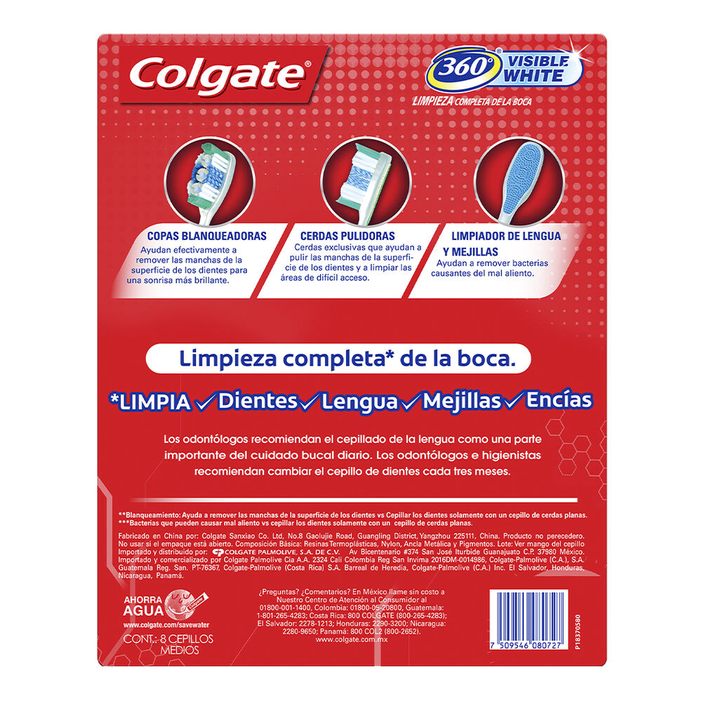 Cepillo Dental Visible White Colgate 8 pzas image number 1