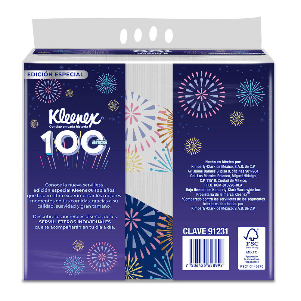 Servilleta Edici&oacute;n Especial 100 a&ntilde;os Kleenex 6/80 pzas image number 3