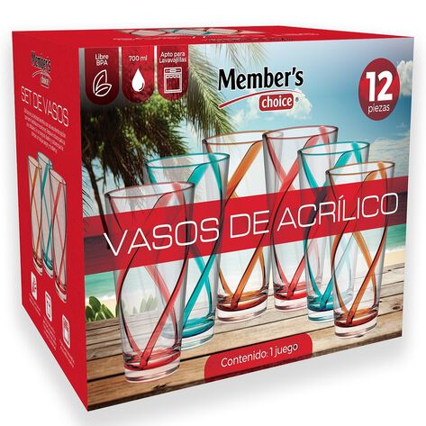Vasos de Acr&iacute;lico 700 ml 12 Piezas Member &acute;s Choice