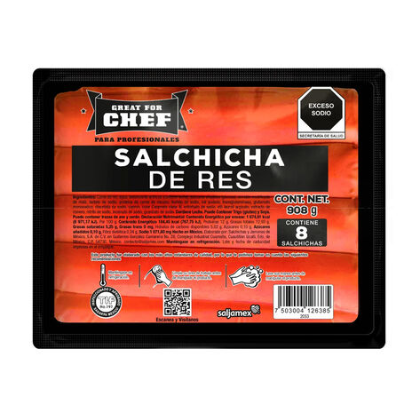 Salchicha de Res Great for Chef 908 g
