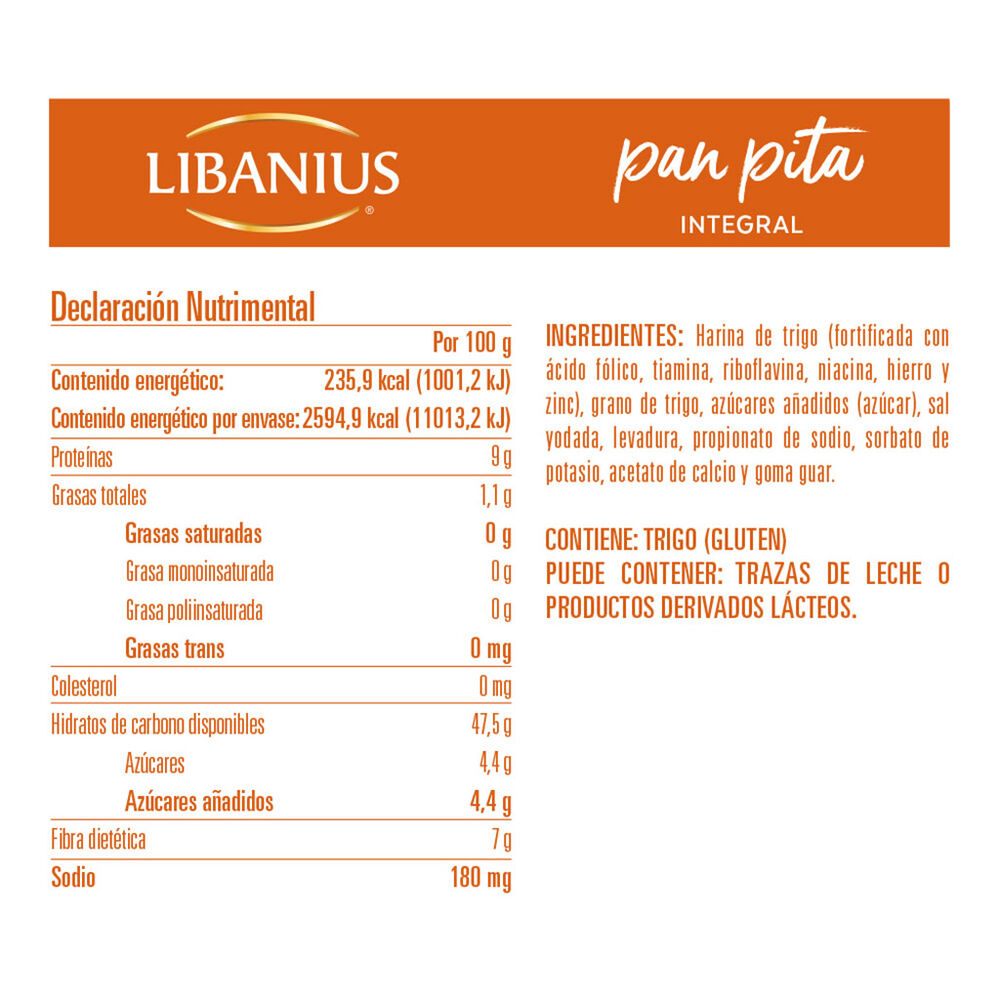 Pan Pita Integral Libanius 1.1 Kg image number 2