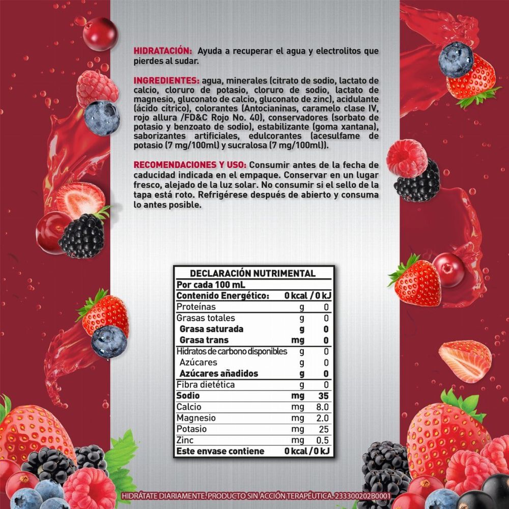 Suero Oral 8 Iones Sabor Frutos Rojos Suerox 6/630 ml image number 4