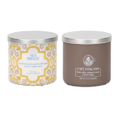 2 Pack Velas Arom&aacute;ticas Caf&eacute; Toscano y Brisa Marina