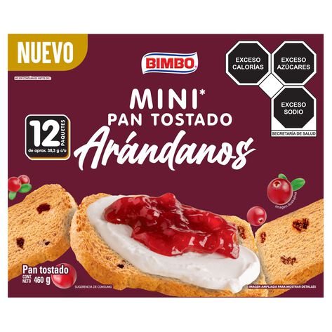 Pan Tostado Mini Ar&aacute;ndano Bimbo 12/38.3 g
