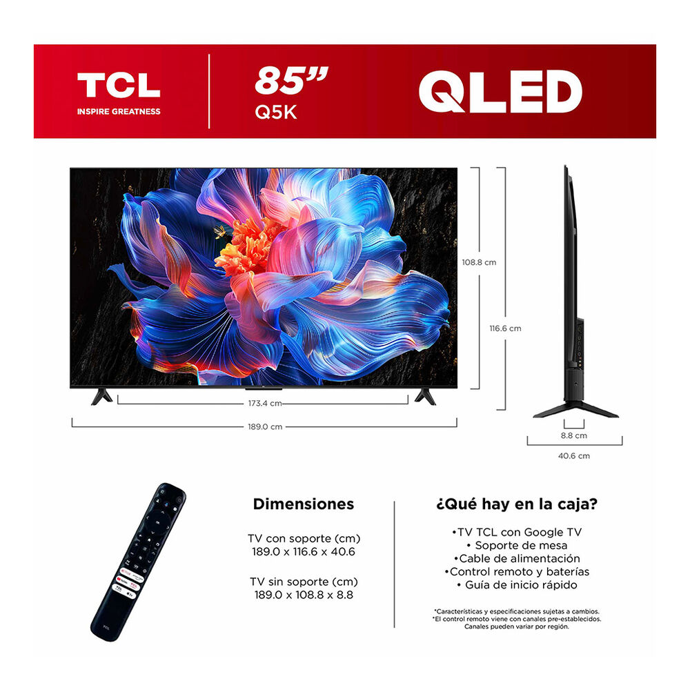 Pantalla TCL 85 Pulgadas 4K QLED Google TV 85Q5K image number 2
