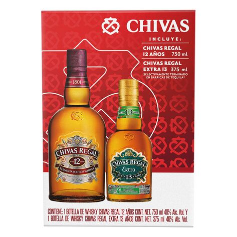 Whisky Chivas Regal 12 A&ntilde;os 750 ml + Whisky Chivas 13 A&ntilde;os 375 ml
